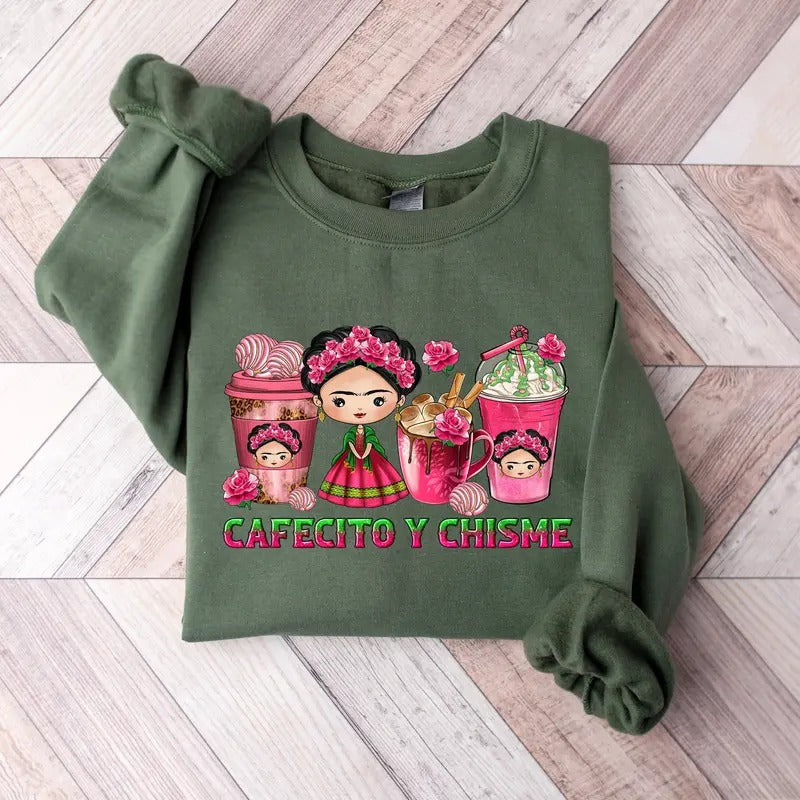 Cafecito Y Chisme Coffee Cups Latin Mexico Mexican - Adult & Kids T-Shirts, Sweatshirts & Hoodies apparel design preview 1