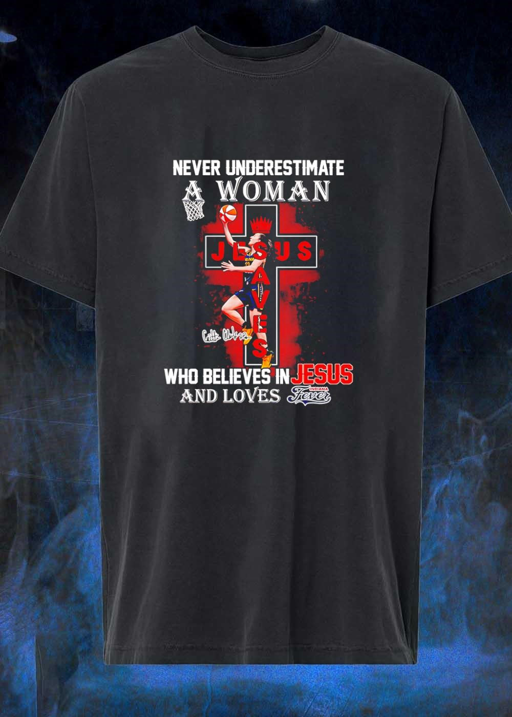 Caitlin Clark Basketball Never Underestimate a Woman - Adult & Kids T-Shirts, Sweatshirts & Hoodies apparel design preview 1