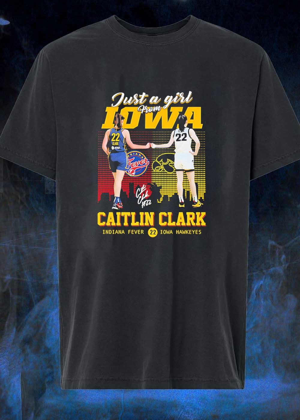 Caitlin Clark Fist Bump Just a Girl from Iowa Indiana - Adult & Kids T-Shirts, Sweatshirts & Hoodies apparel design preview 1