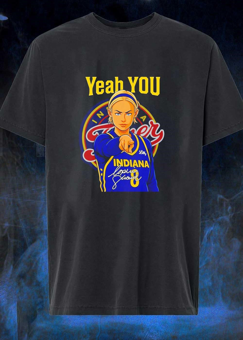 Caitlin Clark Signature Pointing Yeah You Indiana - Adult & Kids T-Shirts, Sweatshirts & Hoodies apparel design preview 1