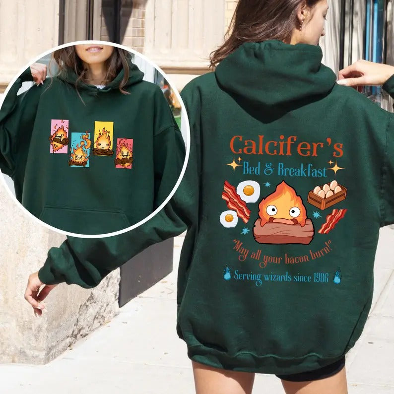 Calcifer 2 Sided Howls Moving Castle Studio Ghibli - Adult & Kids T-Shirts, Sweatshirts & Hoodies apparel design preview 1