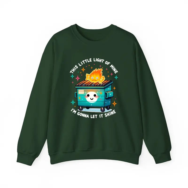 Calcifer Dumpster Fire Emotional This Little Light - Adult & Kids T-Shirts, Sweatshirts & Hoodies apparel design preview 1