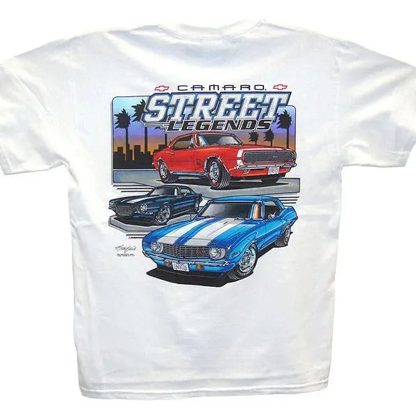 Camaro Street Legends White Chevrolet Chevy 1967 1968 - Adult & Kids T-Shirts, Sweatshirts & Hoodies apparel design preview 1