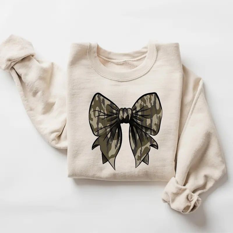 Camo Bow Coquette Duck Hunting Old School Fall Full - Adult & Kids T-Shirts, Sweatshirts & Hoodies apparel design preview 1