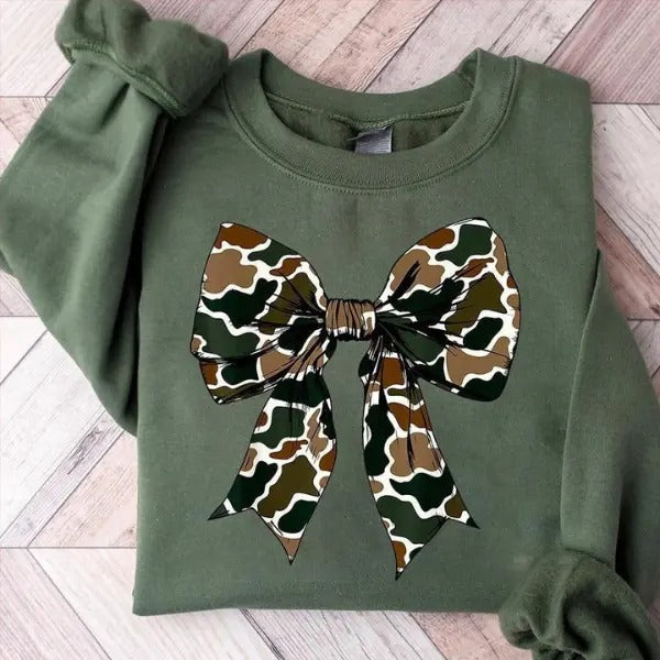 Camo Coquette Bow Dove Season Hunting Cotton Round - Adult & Kids T-Shirts, Sweatshirts & Hoodies apparel design preview 1