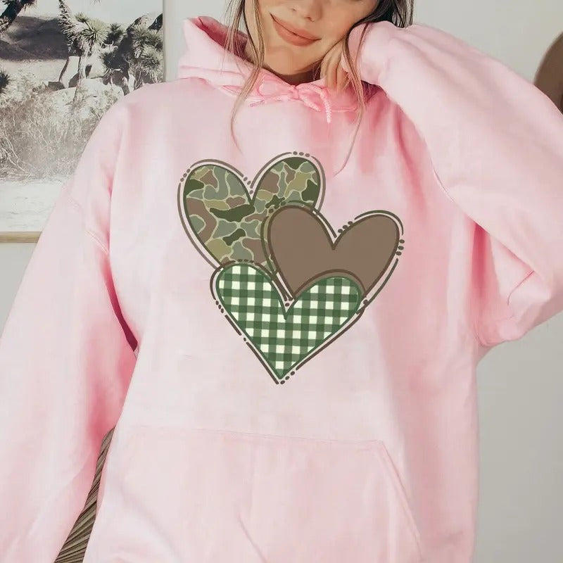 Camo Hunting Valentines Hearts Preppy Loved Deerly - Adult & Kids T-Shirts, Sweatshirts & Hoodies apparel design preview 1