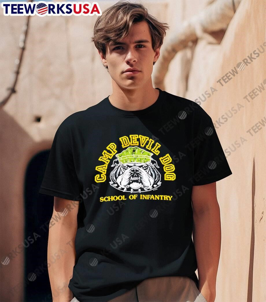 Camp Devil Dog School of Infantry Marine Bulldog - Adult & Kids T-Shirts, Sweatshirts & Hoodies apparel design preview 1