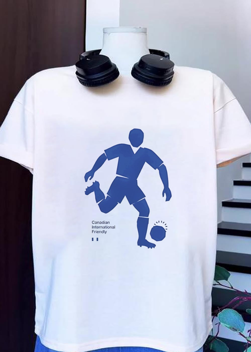 Canadian International Friendly Soccer Player Playing - Adult & Kids T-Shirts, Sweatshirts & Hoodies apparel design preview 1