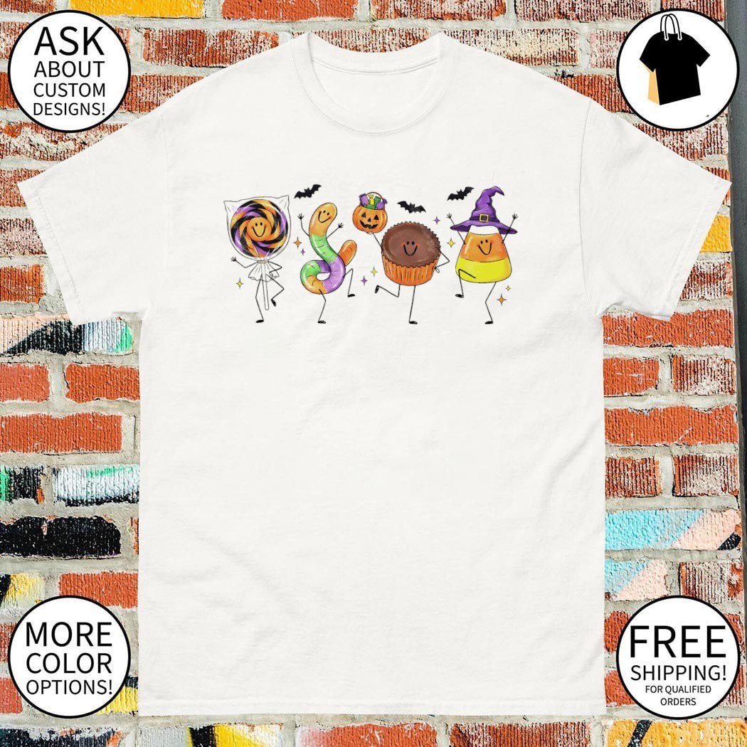 Candy Doodle Cute Smiling Characters Spooky Season - Adult & Kids T-Shirts, Sweatshirts & Hoodies apparel design preview 1