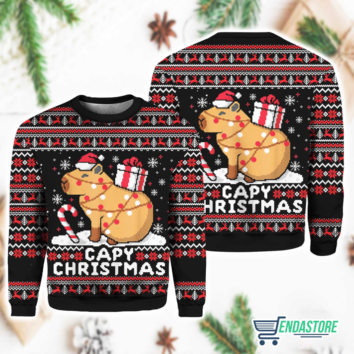 Capybara Capy Christmas 3D Ugly Christmas Sweater - Holiday Gift product image 2