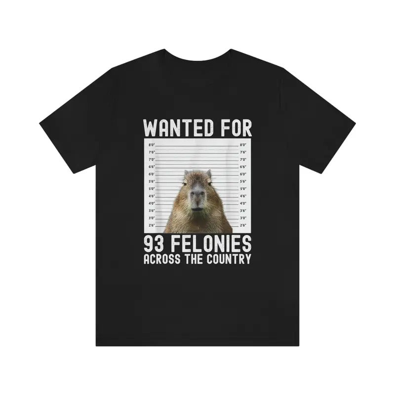 Capybara Mugshot Wanted Poster Meme Committing Crimes - Adult & Kids T-Shirts, Sweatshirts & Hoodies apparel design preview 1