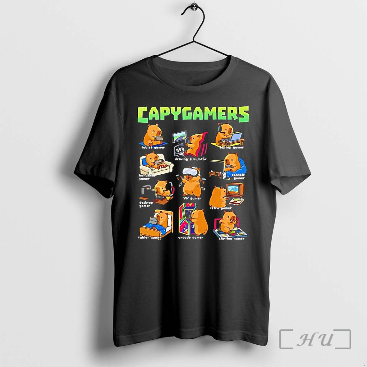 Capybara Gamers Tablet Gamer Driving Simulator Laptop - Adult & Kids T-Shirts, Sweatshirts & Hoodies apparel design preview 1