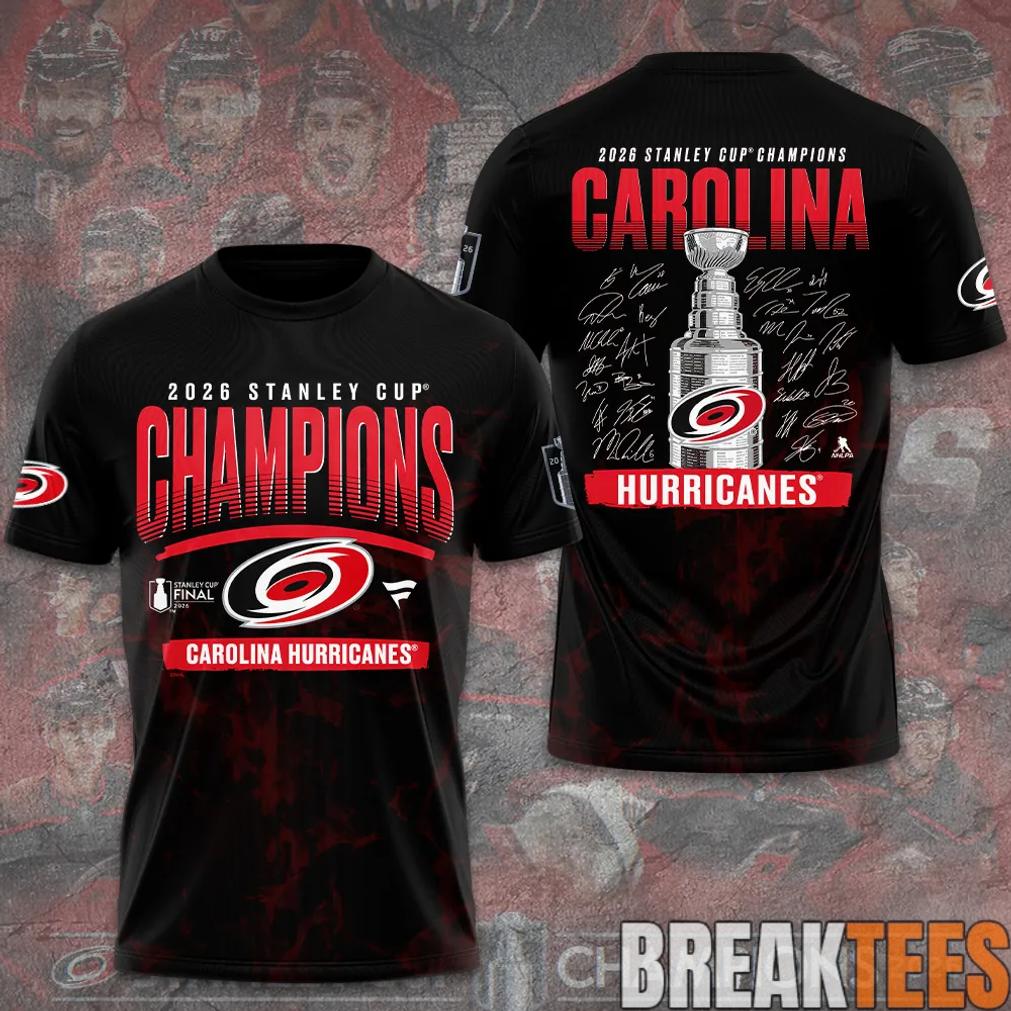 Carolina Hurricanes 2026 Stanley Cup Champions Black - Adult & Kids T-Shirts, Sweatshirts & Hoodies apparel design preview 1