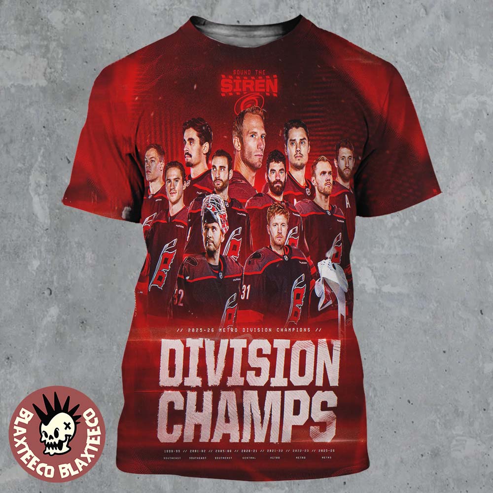 Carolina Hurricanes NHL 2025 2026 Metro Division - Adult & Kids T-Shirts, Sweatshirts & Hoodies apparel design preview 1
