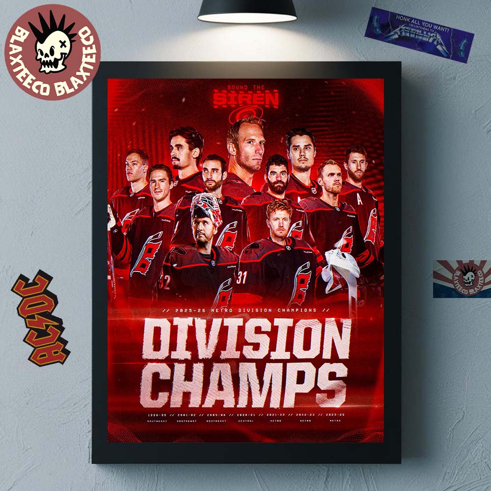 Carolina Hurricanes NHL 2025 2026 Metro Division - Adult & Kids T-Shirts, Sweatshirts & Hoodies apparel design preview 1