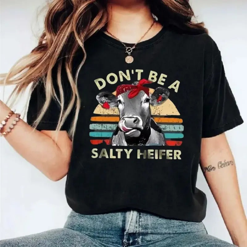 Cartoon Cow Letter Print Casual Short Sleeve Round - Adult & Kids T-Shirts, Sweatshirts & Hoodies apparel design preview 1