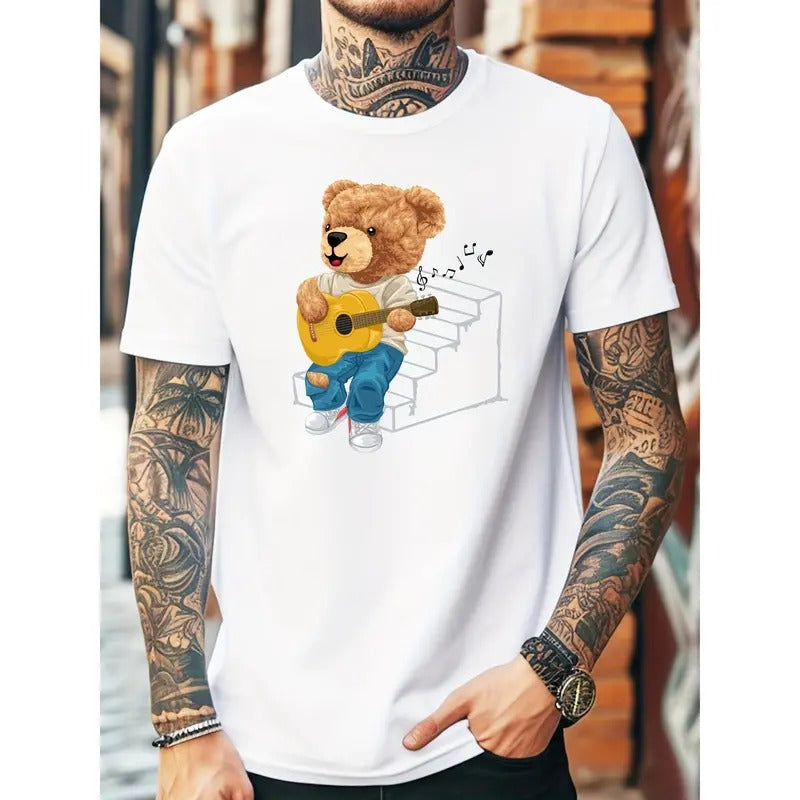 Casual Cartoon Toy Bear Guitar Player Pattern Crew - Adult & Kids T-Shirts, Sweatshirts & Hoodies apparel design preview 1