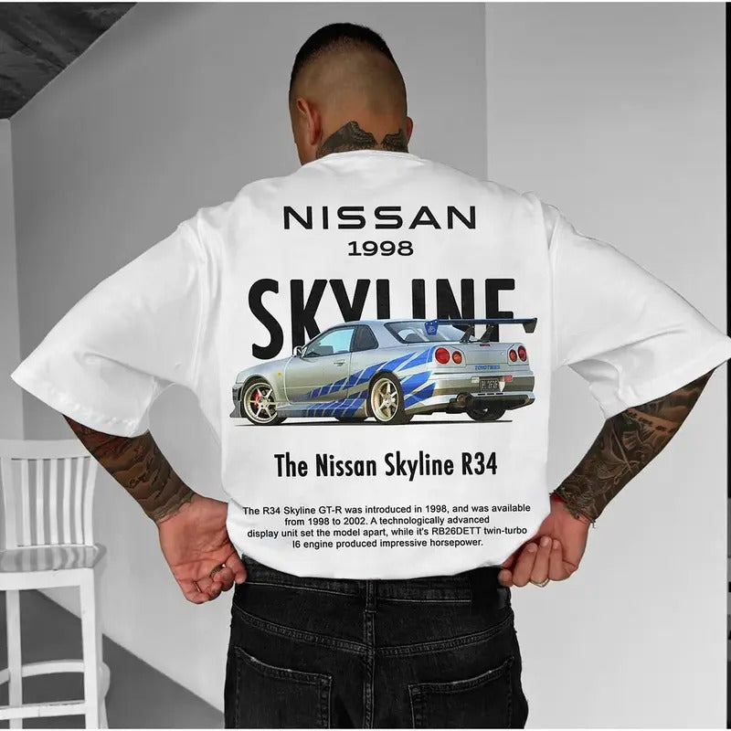Casual Sports Car Nissann Skylinee R34 Menswear - Adult & Kids T-Shirts, Sweatshirts & Hoodies apparel design preview 1