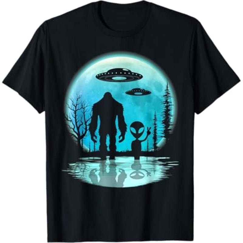 Casual Alien Bigfoot Moon 02 - Adult & Kids T-Shirts, Sweatshirts & Hoodies apparel design preview 1