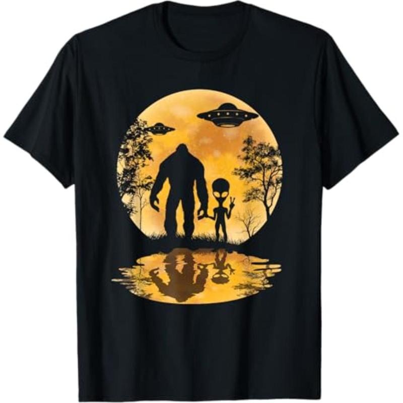 Casual Alien Bigfoot Moon Sasquatch UFO - Adult & Kids T-Shirts, Sweatshirts & Hoodies apparel design preview 1