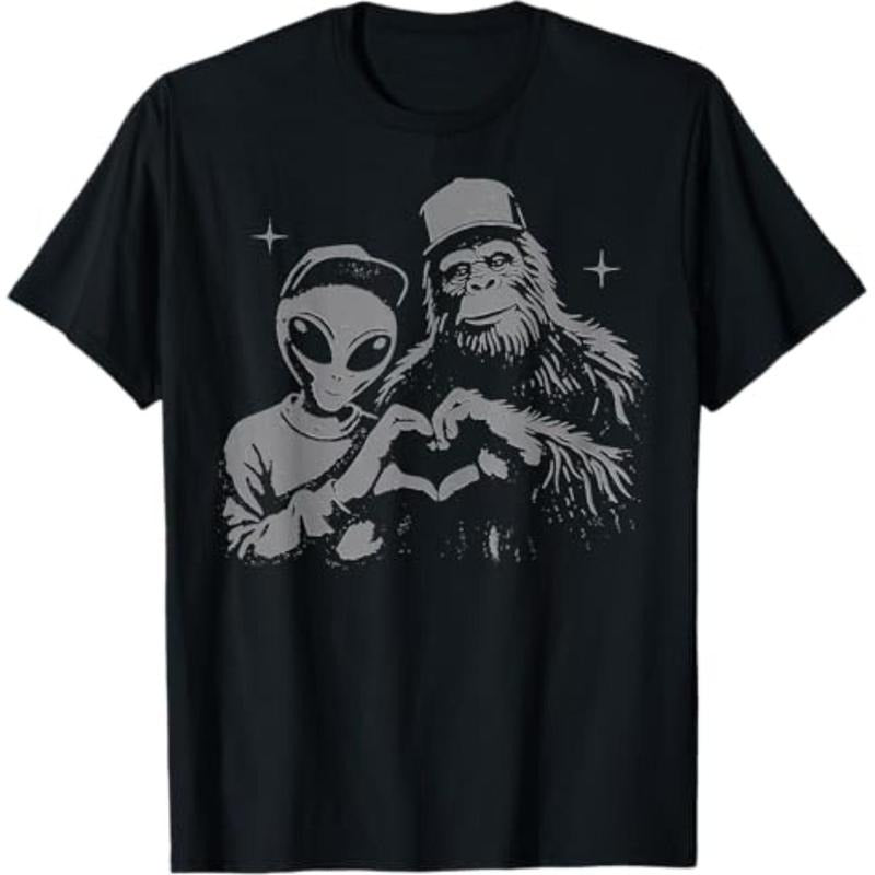 Casual Bigfoot Alien Sasquatch Love Hand Sign - Adult & Kids T-Shirts, Sweatshirts & Hoodies apparel design preview 1