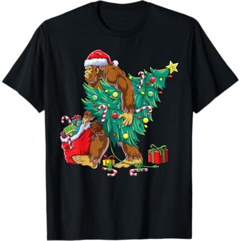 Casual Bigfoot Tree Lights Xmas Sasquax 02 - Adult & Kids T-Shirts, Sweatshirts & Hoodies apparel design preview 1