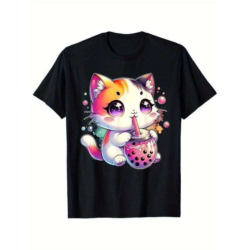Casual Cat Boba Tea Anime Japanese Kawaii Neko Bubble - Adult & Kids T-Shirts, Sweatshirts & Hoodies apparel design preview 1