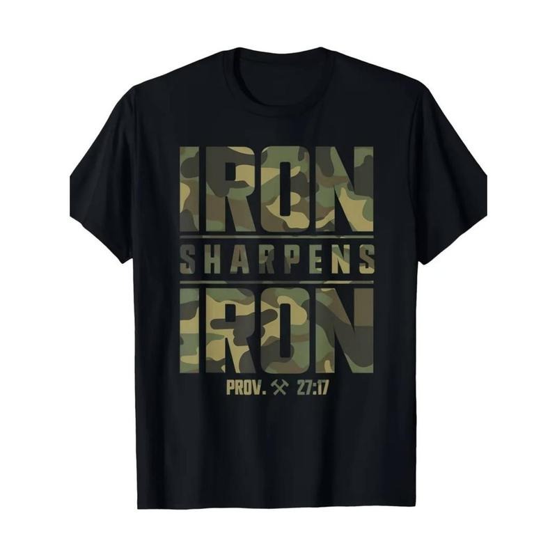 Casual Iron Sharpens Christian Camo Scripture Gym - Adult & Kids T-Shirts, Sweatshirts & Hoodies apparel design preview 1