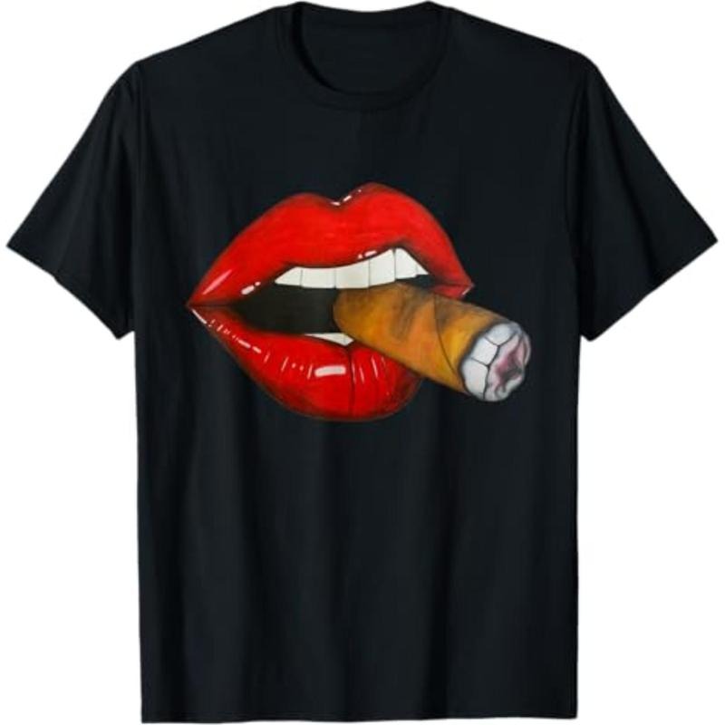 Casual Sexy Smoking Cuban Cigar Red Lips Menswear Top - Adult & Kids T-Shirts, Sweatshirts & Hoodies apparel design preview 1