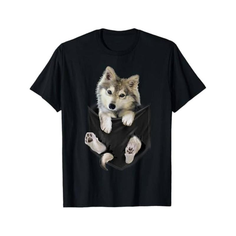 Casual Unique Wolf Pup Pocket 100% Cotton Black Comfy - Adult & Kids T-Shirts, Sweatshirts & Hoodies apparel design preview 1
