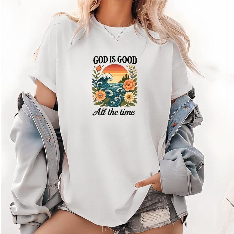 Casual Combining Faith Nature: Wave Sunset Floral - Adult & Kids T-Shirts, Sweatshirts & Hoodies apparel design preview 1