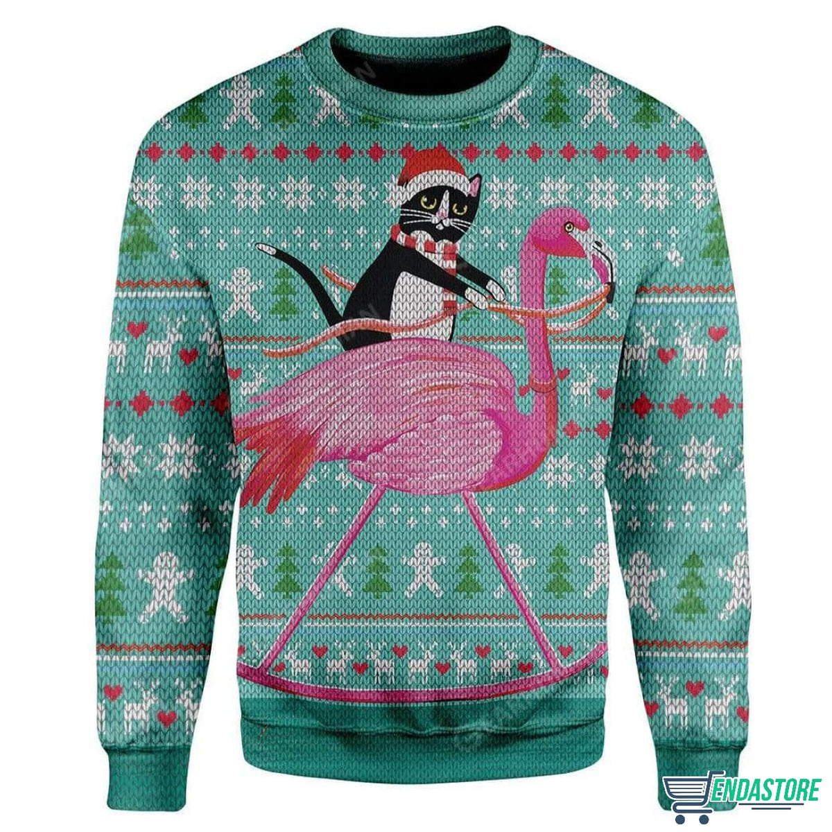 Cat And Flamingo 3D Ugly Christmas Sweater - Gift for Animal Lovers product image