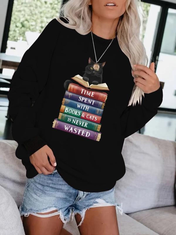 Cat Book Illustration Warm Graduation Top Back School - Adult & Kids T-Shirts, Sweatshirts & Hoodies apparel design preview 1
