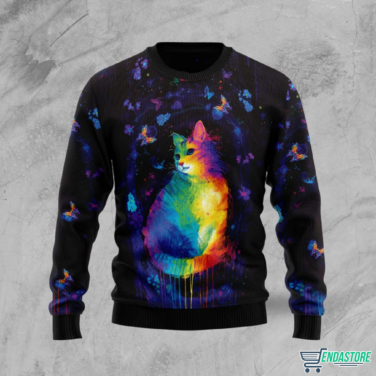 Cat Colorful 3D Ugly Christmas Sweater - Holiday Gift product image