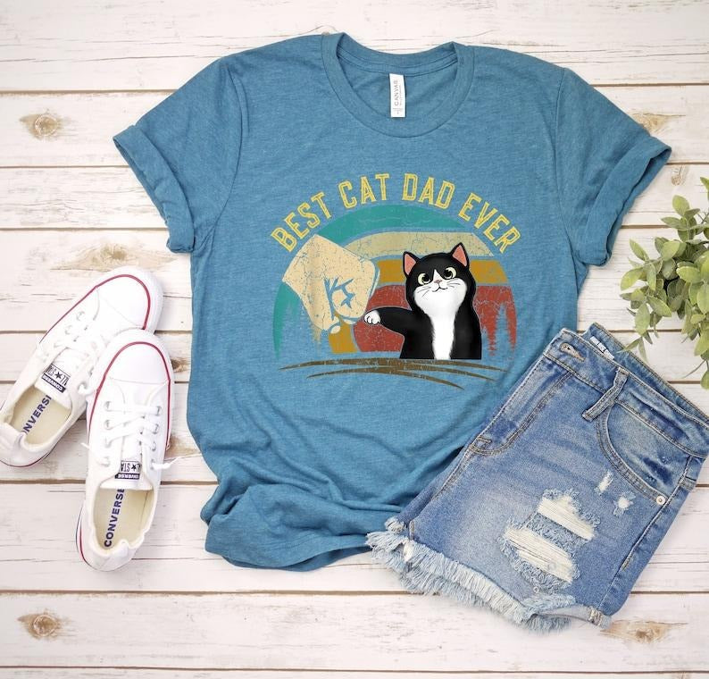 Cat Dad Best Ever Funny Lover - Adult & Kids T-Shirts, Sweatshirts & Hoodies apparel design preview 1