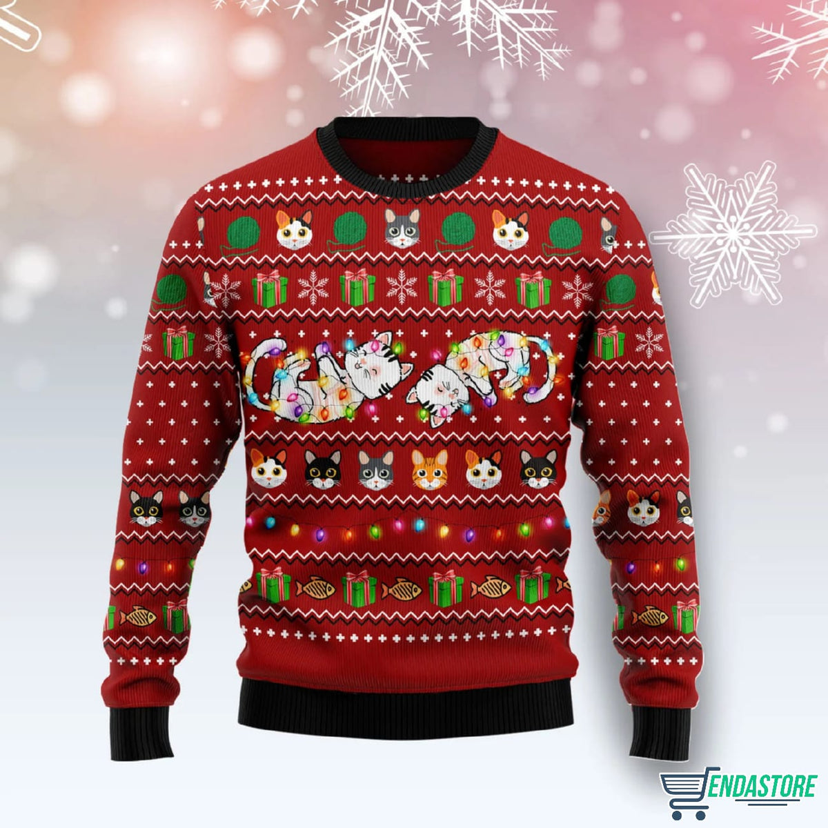 Cat Light 3D Ugly Christmas Sweater - Holiday Gift product image