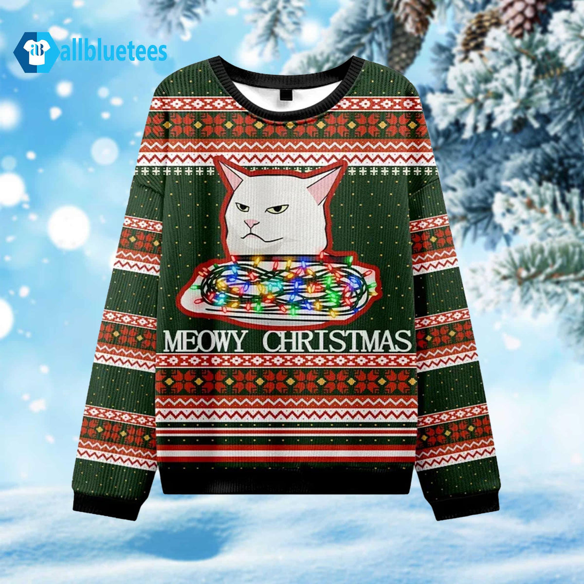 Cat Stop Eating The Tinsel Ugly Christmas Sweater - Holiday Gift product image