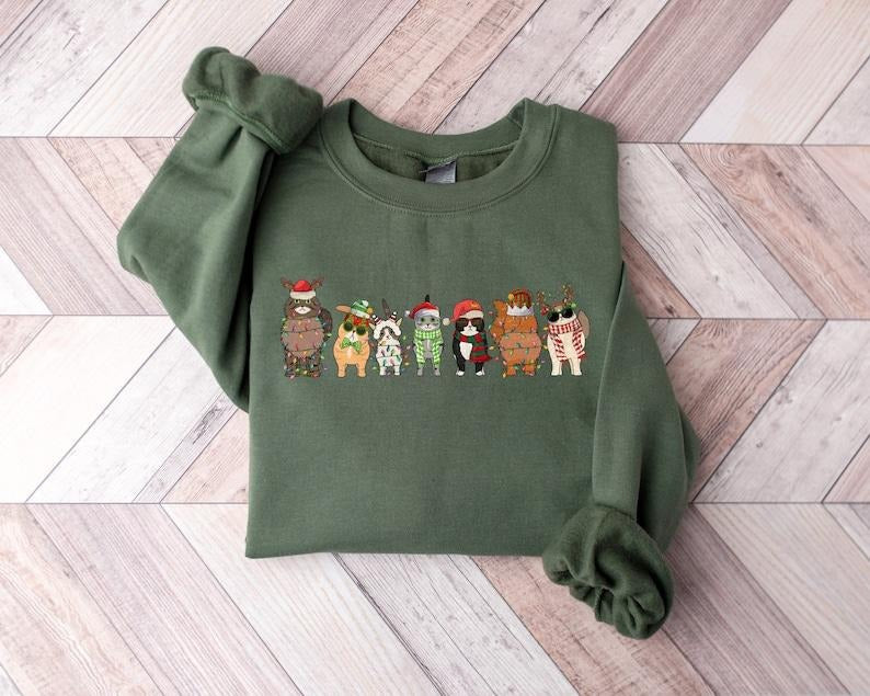 Cats Meowy Cat Lovers Xmas Owner Collar Fabric - Adult & Kids T-Shirts, Sweatshirts & Hoodies apparel design preview 1