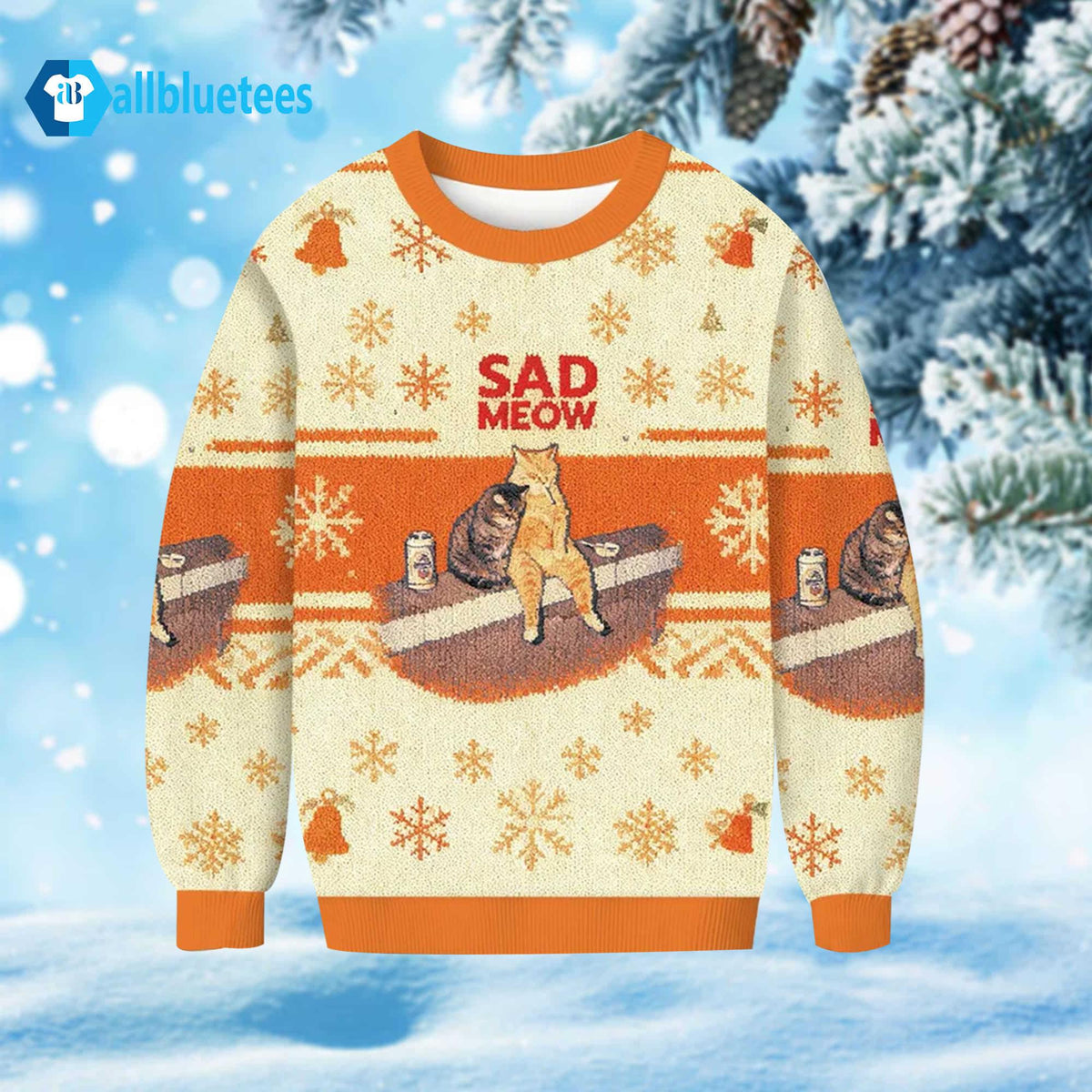 Cats Sad Meow Ugly Christmas Sweater - Holiday Gift product image
