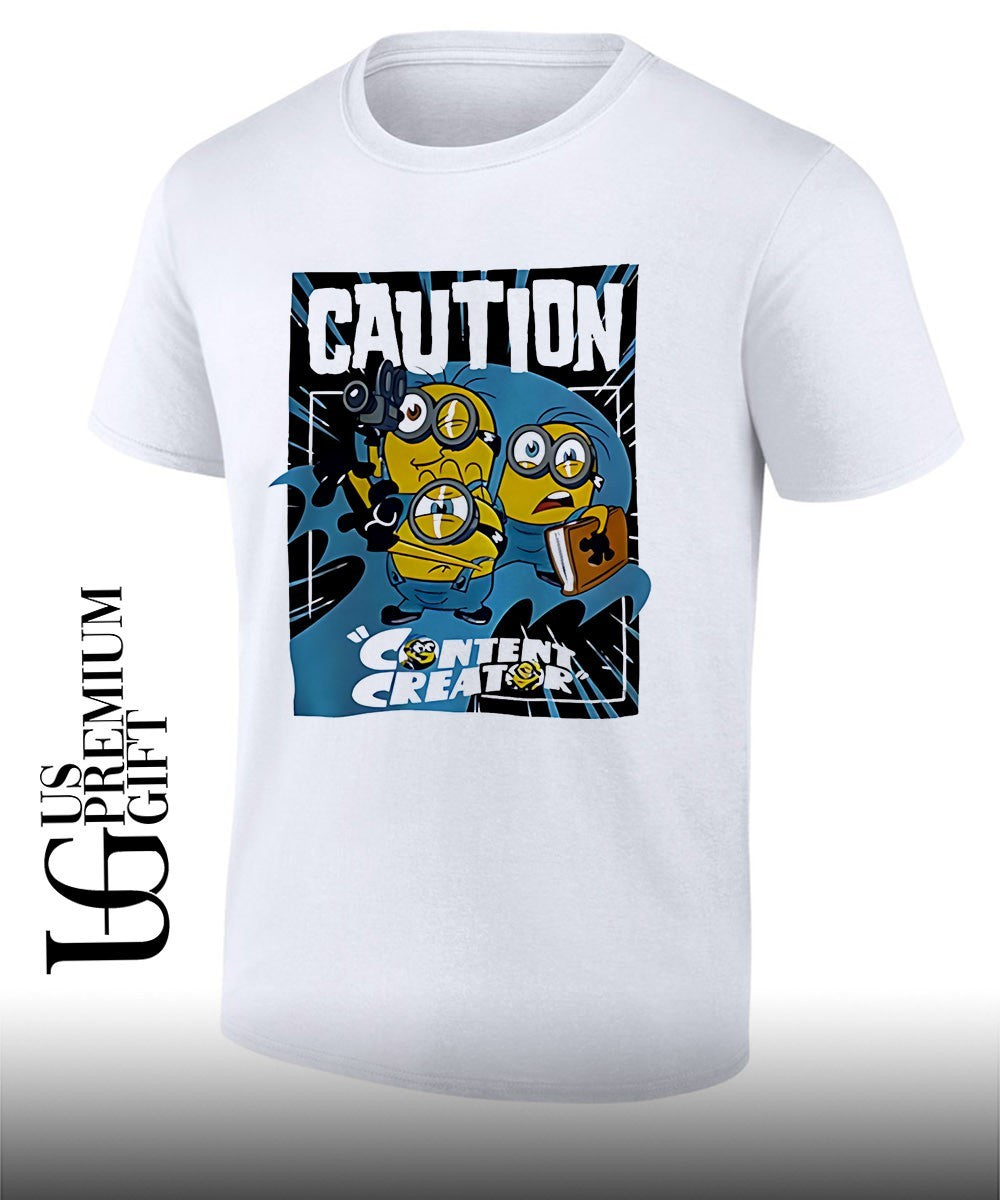 Caution Content Creator Minions - Adult & Kids T-Shirts, Sweatshirts & Hoodies apparel design preview 1
