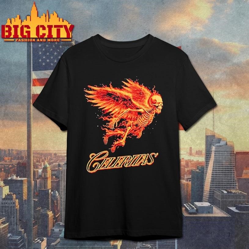 Celeritas Est 2026 Flaming Angel Skeleton Wings Speed - Adult & Kids T-Shirts, Sweatshirts & Hoodies apparel design preview 1