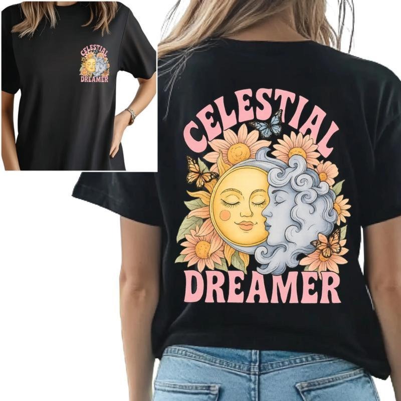 Celestial Dreamer Cosmic Moon Stars Soft Cotton Blend - Adult & Kids T-Shirts, Sweatshirts & Hoodies apparel design preview 1