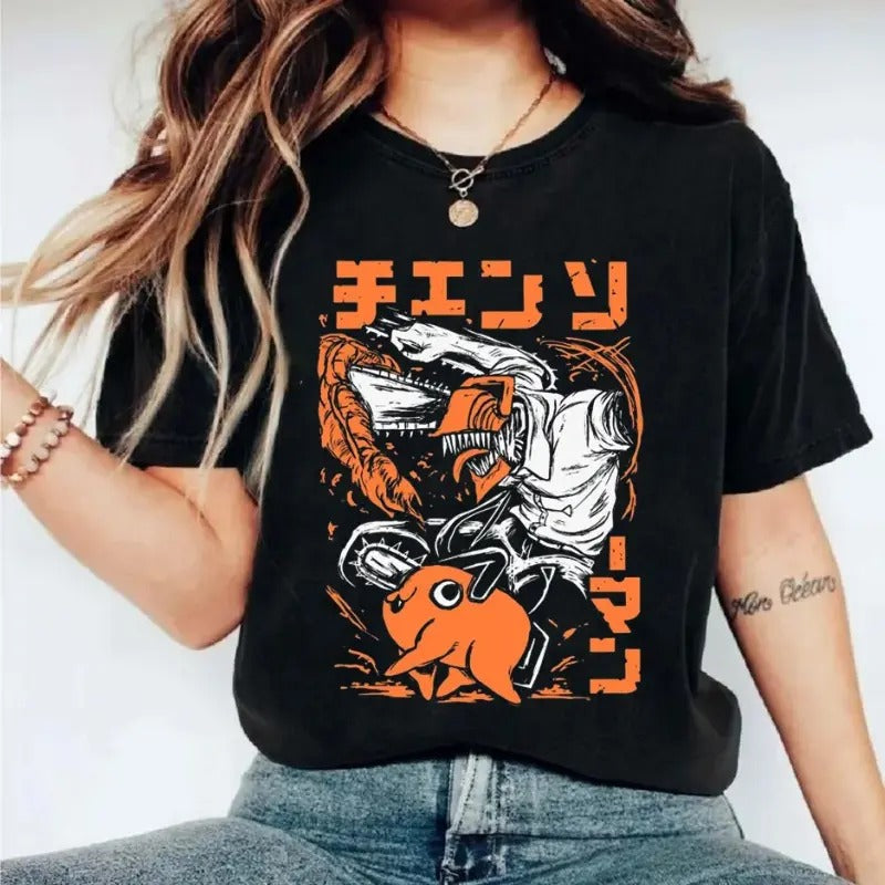 Chainsaw Devil Anime Chain Saw Man Him Her Short - Adult & Kids T-Shirts, Sweatshirts & Hoodies apparel design preview 1
