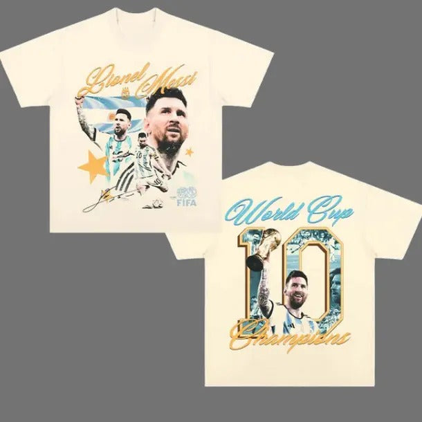Champions Messi 2 Sided Vintage Soccer Menswear - Adult & Kids T-Shirts, Sweatshirts & Hoodies apparel design preview 1