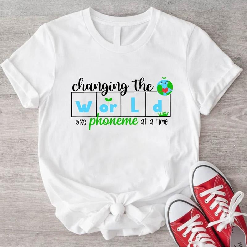 Changing World One Phoneme Time Dyslexia Teacher - Adult & Kids T-Shirts, Sweatshirts & Hoodies apparel design preview 1