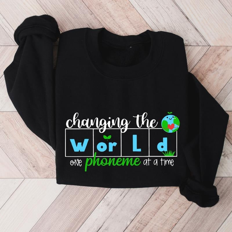 Changing World One Phoneme Time Dyslexia Teacher - Adult & Kids T-Shirts, Sweatshirts & Hoodies apparel design preview 1