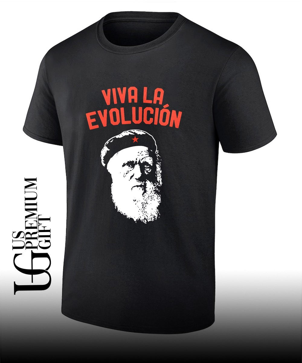 Charles Darwin Viva La Evolucion Evolution - Adult & Kids T-Shirts, Sweatshirts & Hoodies apparel design preview 1
