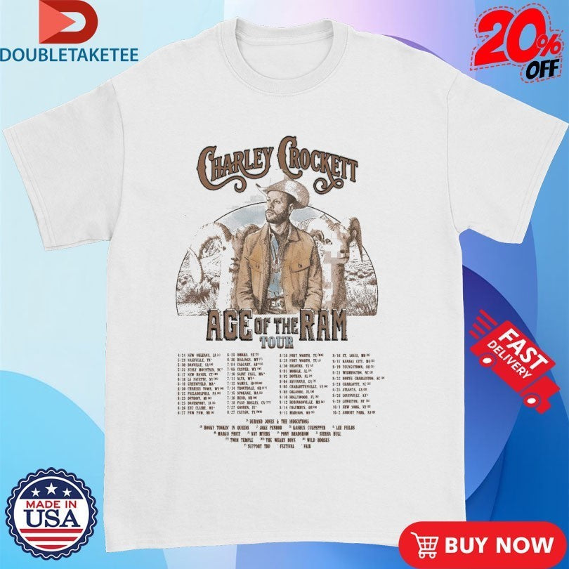 Charley Crockett Age Of The Ram Tour 2026 Dates - Adult & Kids T-Shirts, Sweatshirts & Hoodies apparel design preview 1