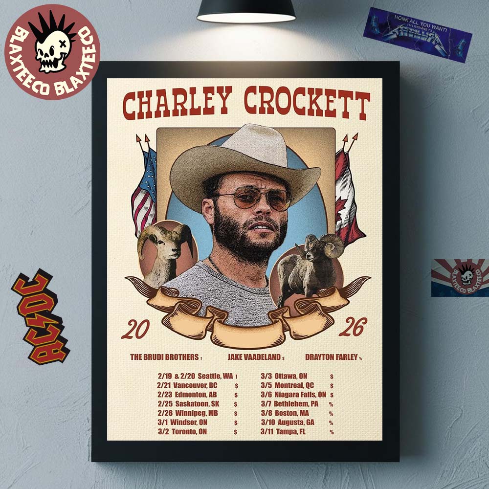 Charley Crockett North America Tour 2026 City Dates - Adult & Kids T-Shirts, Sweatshirts & Hoodies apparel design preview 1