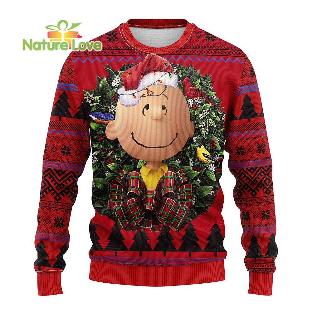Charlie Brown Snoopy Merry Xmas 3D Red 3D Ugly Christmas Sweater - Holiday Gift product image